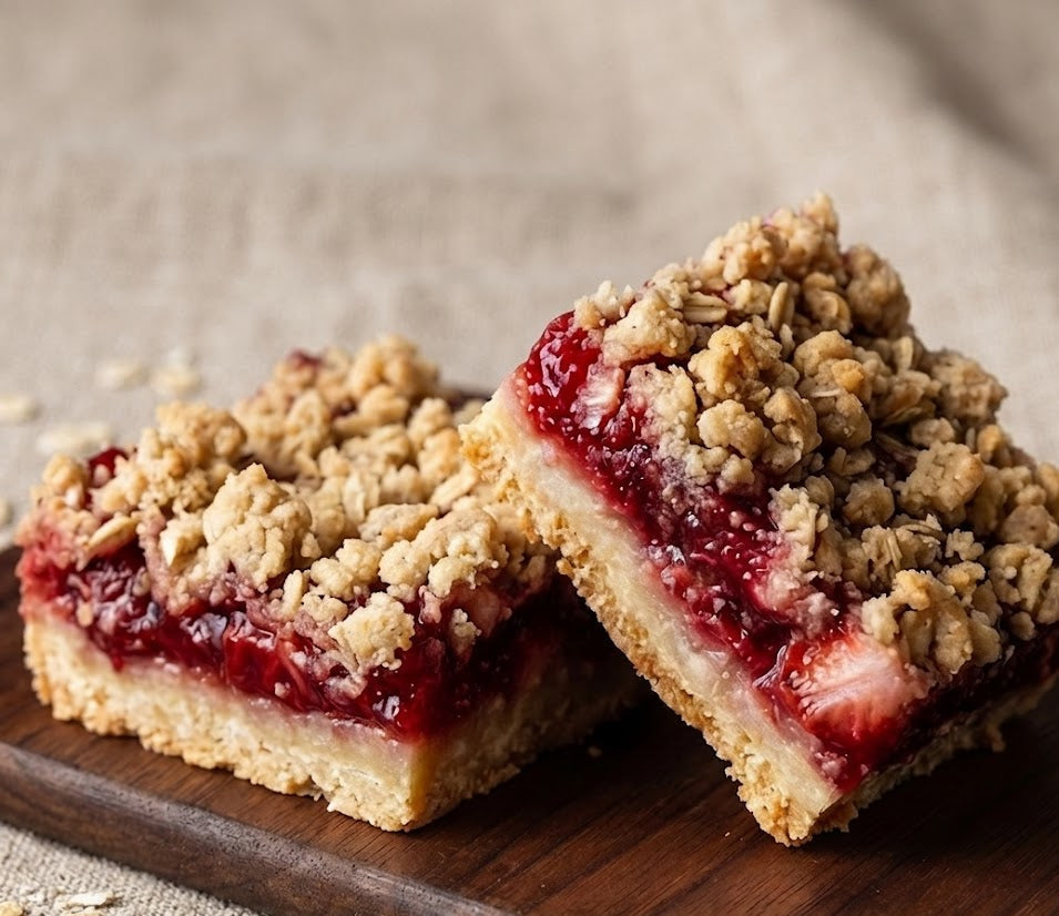STRAWBERRY RHUBARB CRUMBLE BARS